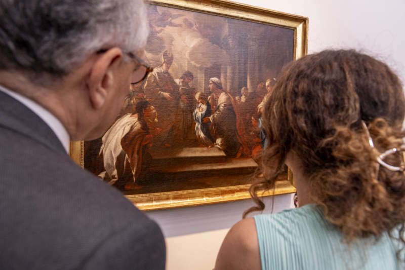 Vista de la obra atribuida a Luca Giordano "La presentación de la Virgen en el Templo"