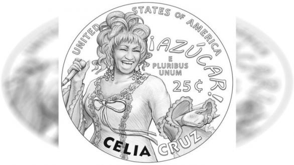  Imagen cedida por la Casa de Moneda de los Estados Unidos que muestra una pieza artística de cómo sería la moneda de Celia Cruz. EFE/ Casa Moneda EEUU