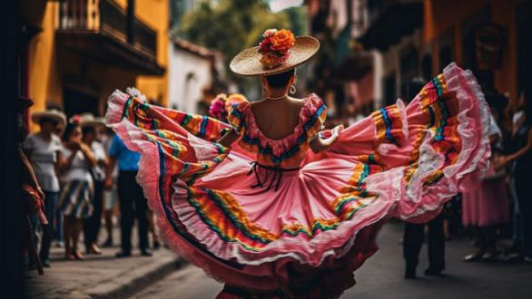 mujer con vestido tradicional 