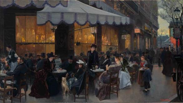 Boulevard de París. Madrid, 1890. Óleo sobre lienzo, 80 x 160 cm. Colección particular